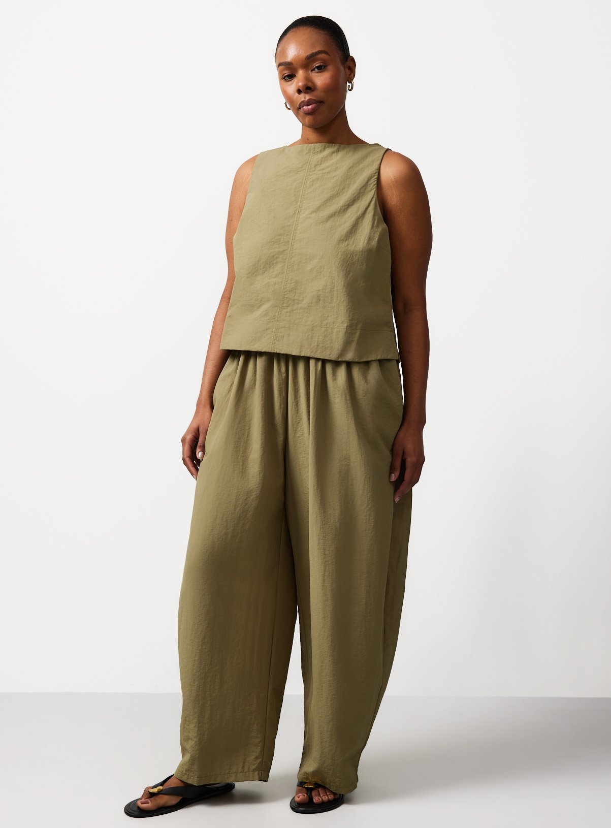 Khaki Balloon Leg Techno Co-ord Trousers 14 - Image 3 thumbnail